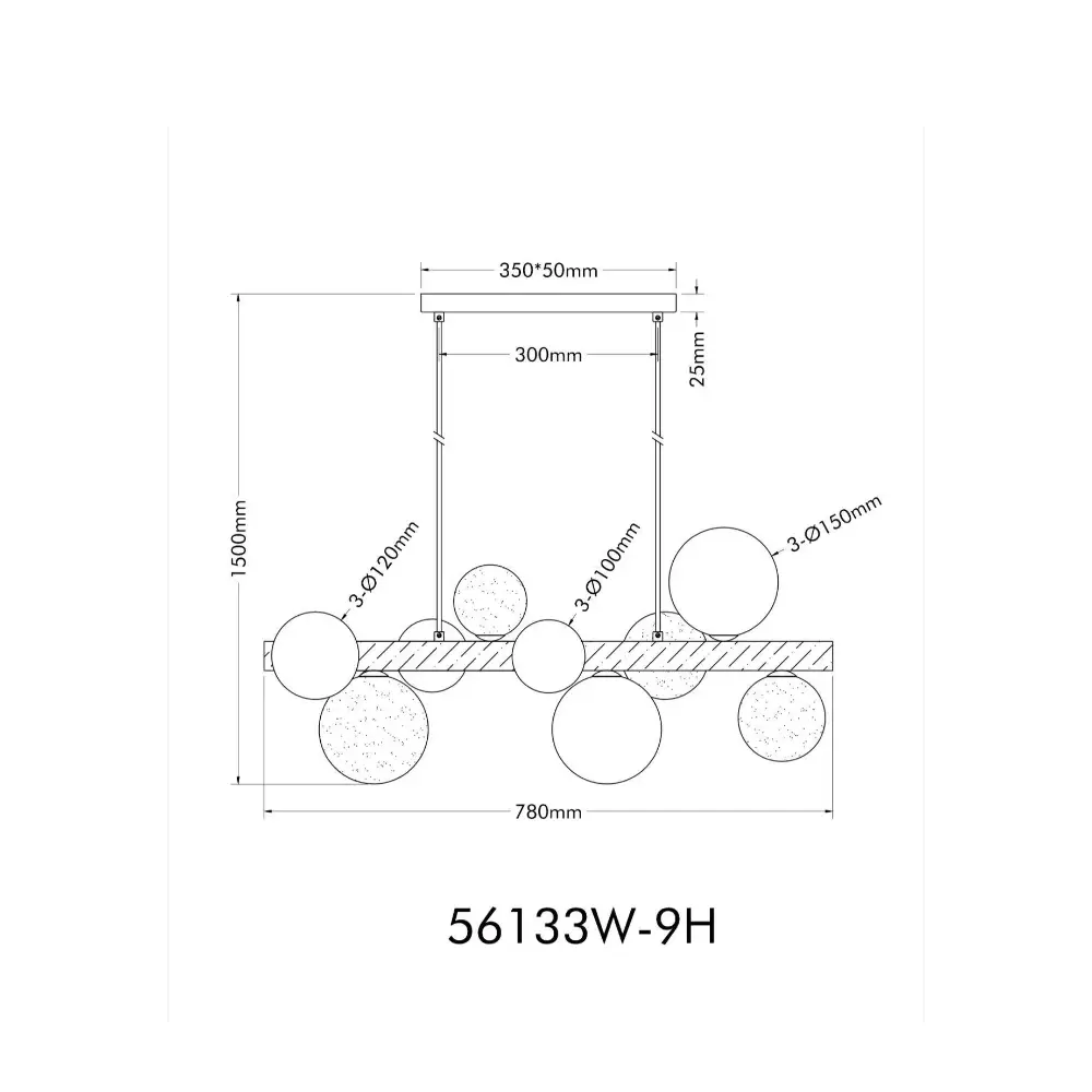 3. Visilica Globo Riha 56133W-9H drvo crna