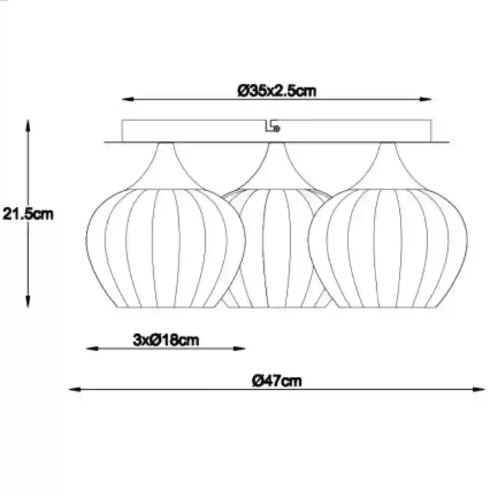 Globo Sander 15748-3D | Plafonjera | crna | 3xE27 - Slika 2