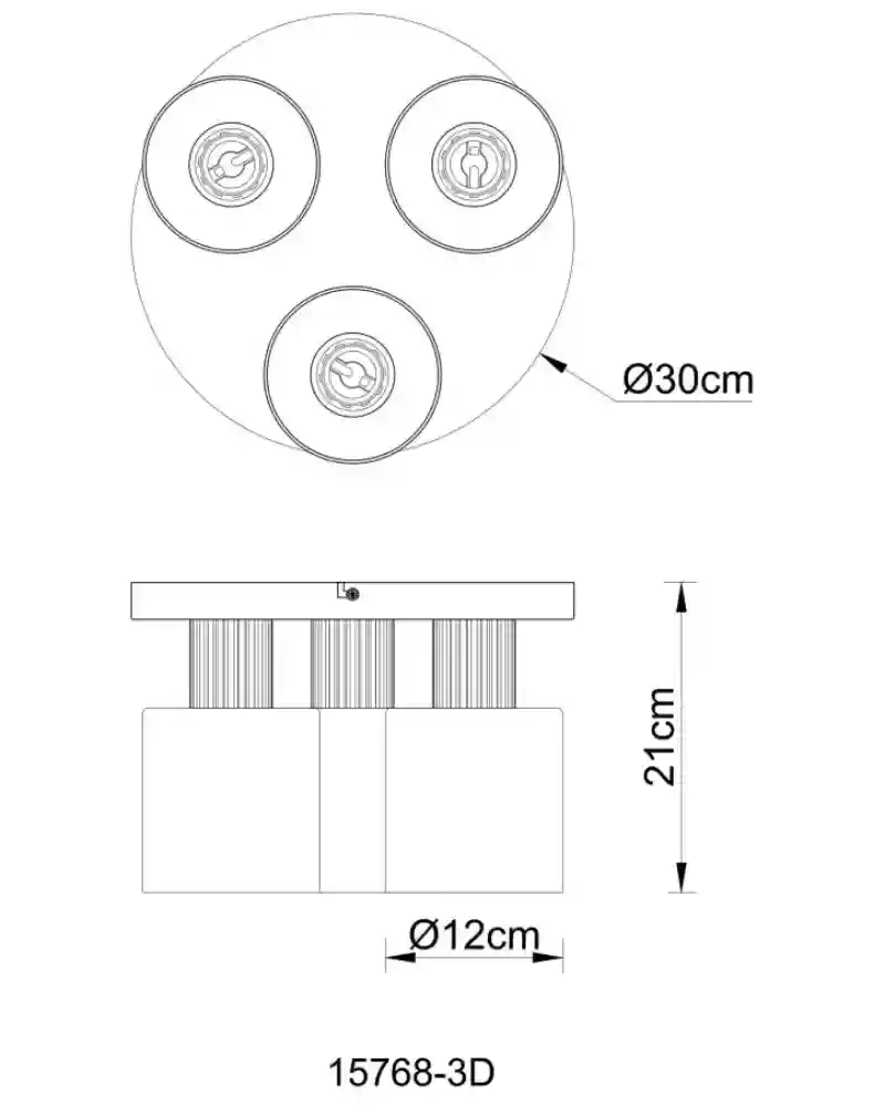 Globo Aleidis 15768-3D | Plafonjera | crna | 3xE27 - Slika 2