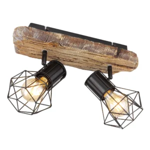 spot lampa Globo Priska 54017W-2 drvo crna