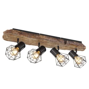 spot lampa Globo Priska 54017W-4 drvo crna