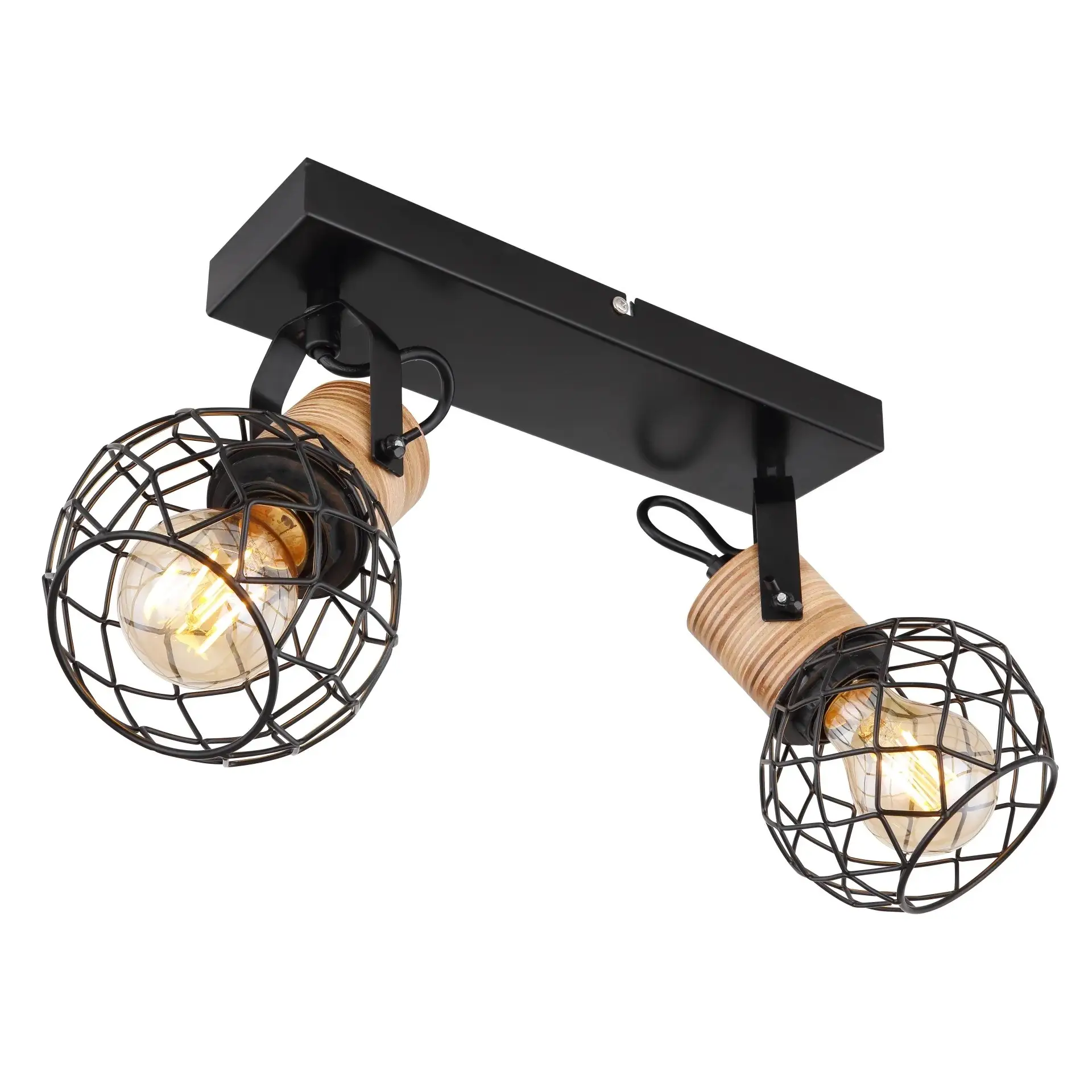 spot lampa Globo Lacky 54039-2 crna drvo