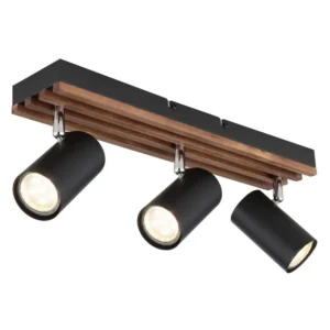 spot lampa Globo Kayden 57909-3 drvo crna