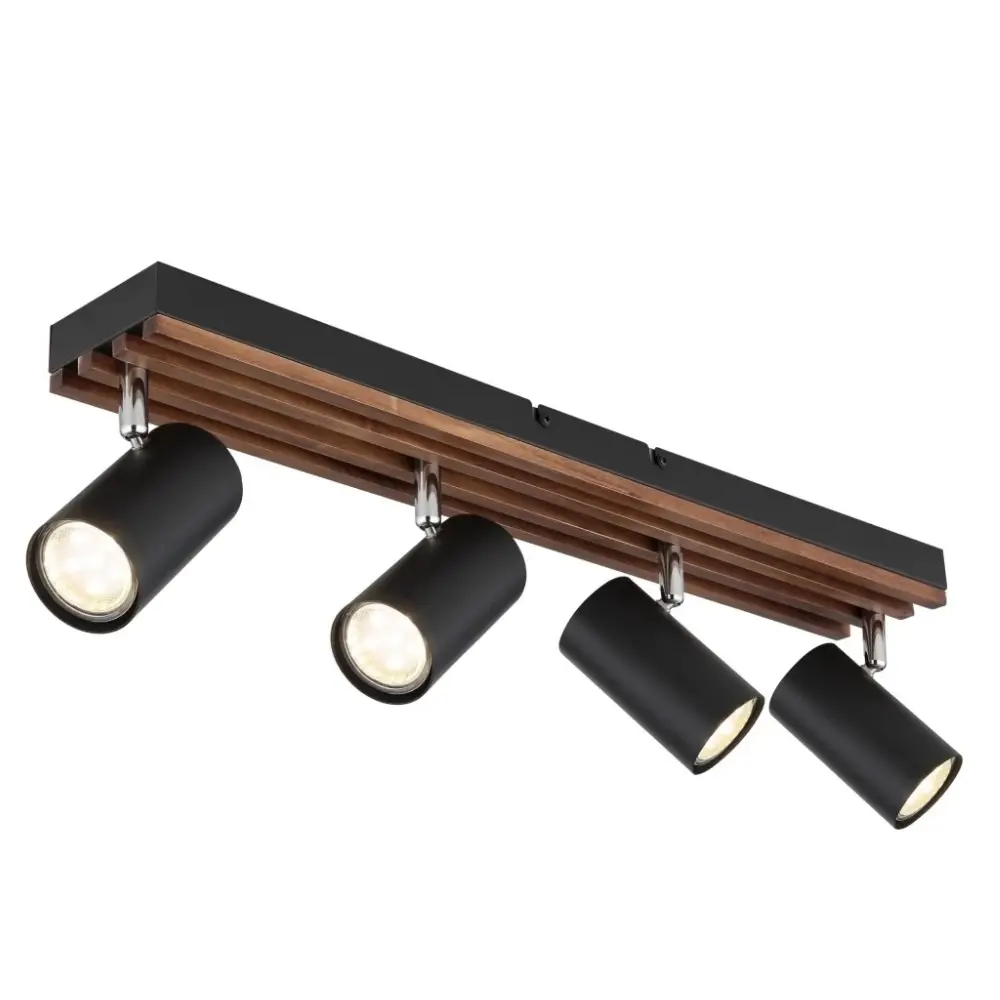 spot lampa Globo Kayden 57909-4 drvo crna