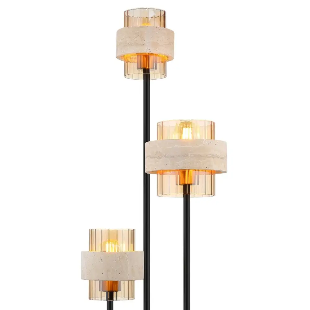 Globo Daren 16090-3S | Podna lampa | ćilibar-crna | 3xE27 - Slika 3