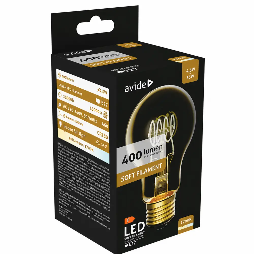 Avide ABLSFG27EW | Filament sijalica | E27 | 4,5W | 2700K - Slika 3