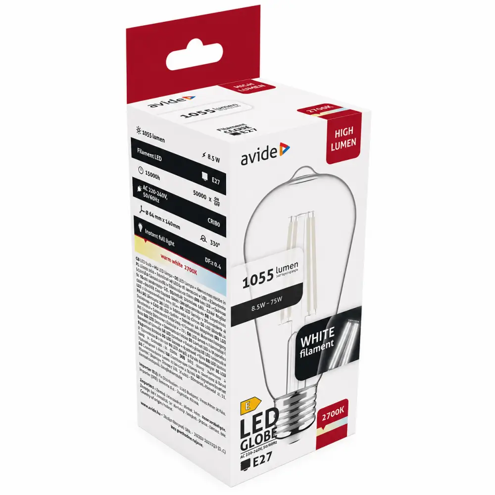 Avide AWLFST64WW | Filament sijalica | E27 | 8,5W | 2700K - Slika 3