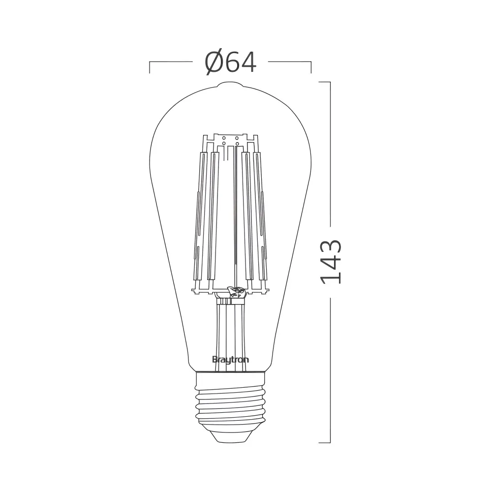 Braytron BB46-00620 | Filament sijalica | E27 | 6W | 2200K - Slika 3