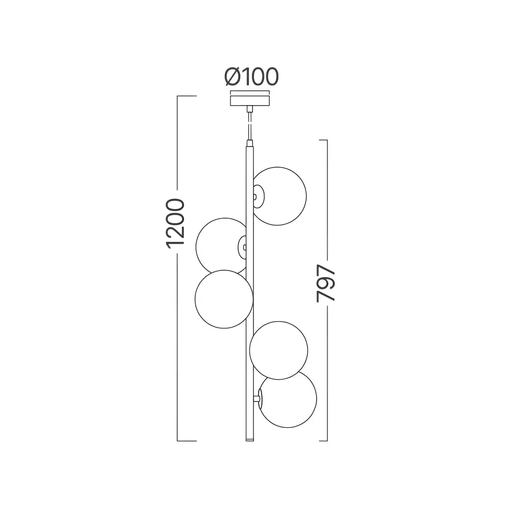 Braytron BV01-00120 | Visilica | crna | 5xG9 - Slika 3