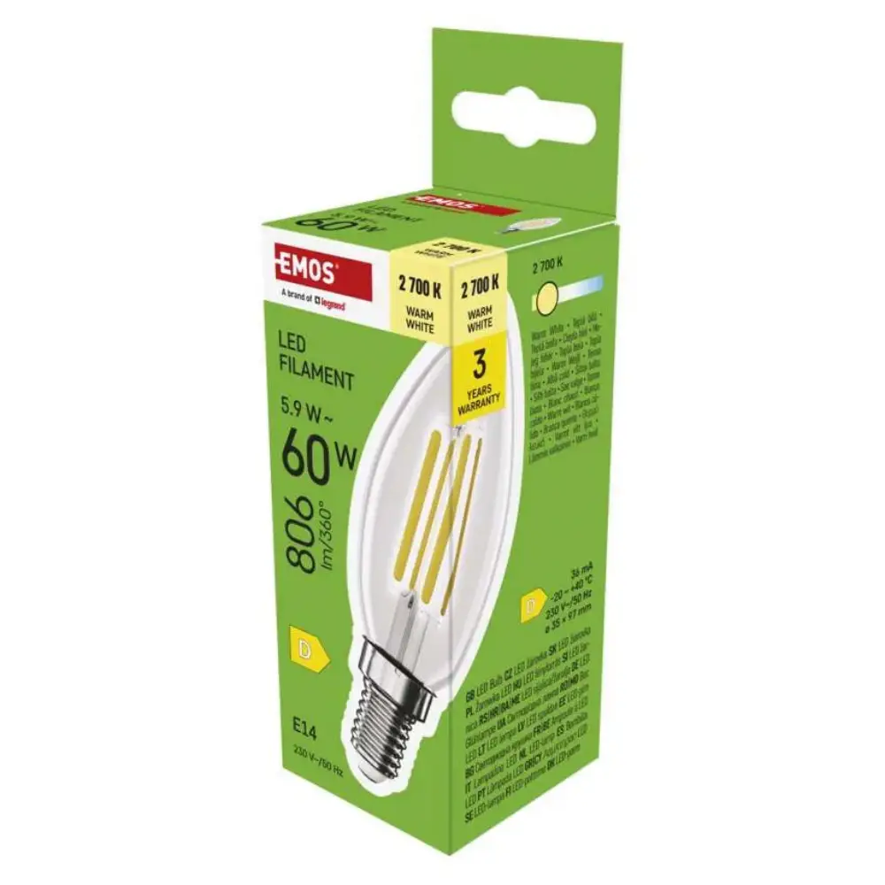 Emos ZF3D42 | Filament sijalica | E14 | 5,9W | 2700K - Slika 3