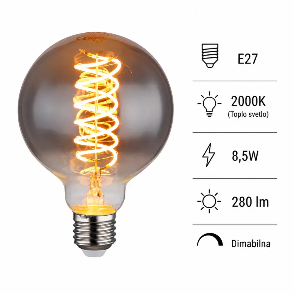 Globo Duban 11406FS | Filament sijalica | E27 | 8,5W | 2000K - Slika 4