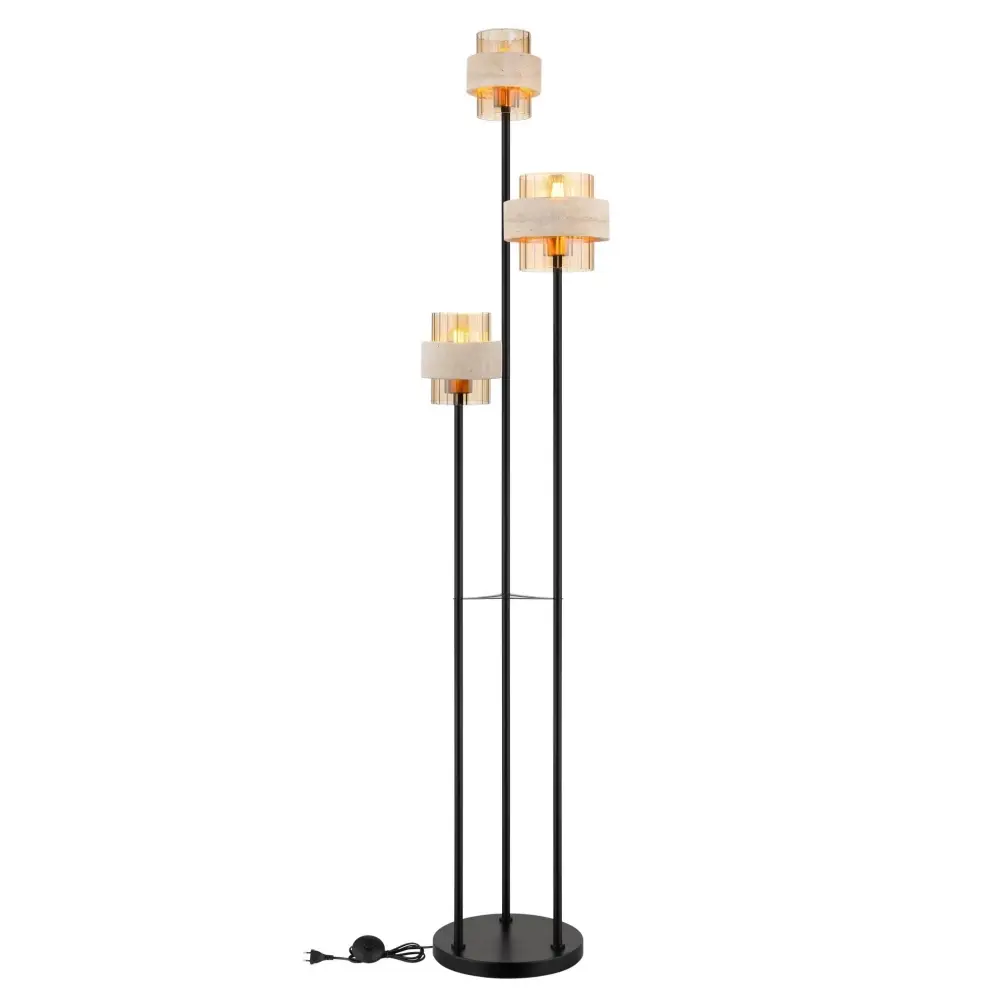 Globo Daren 16090-3S | Podna lampa | ćilibar-crna | 3xE27 - Slika 4