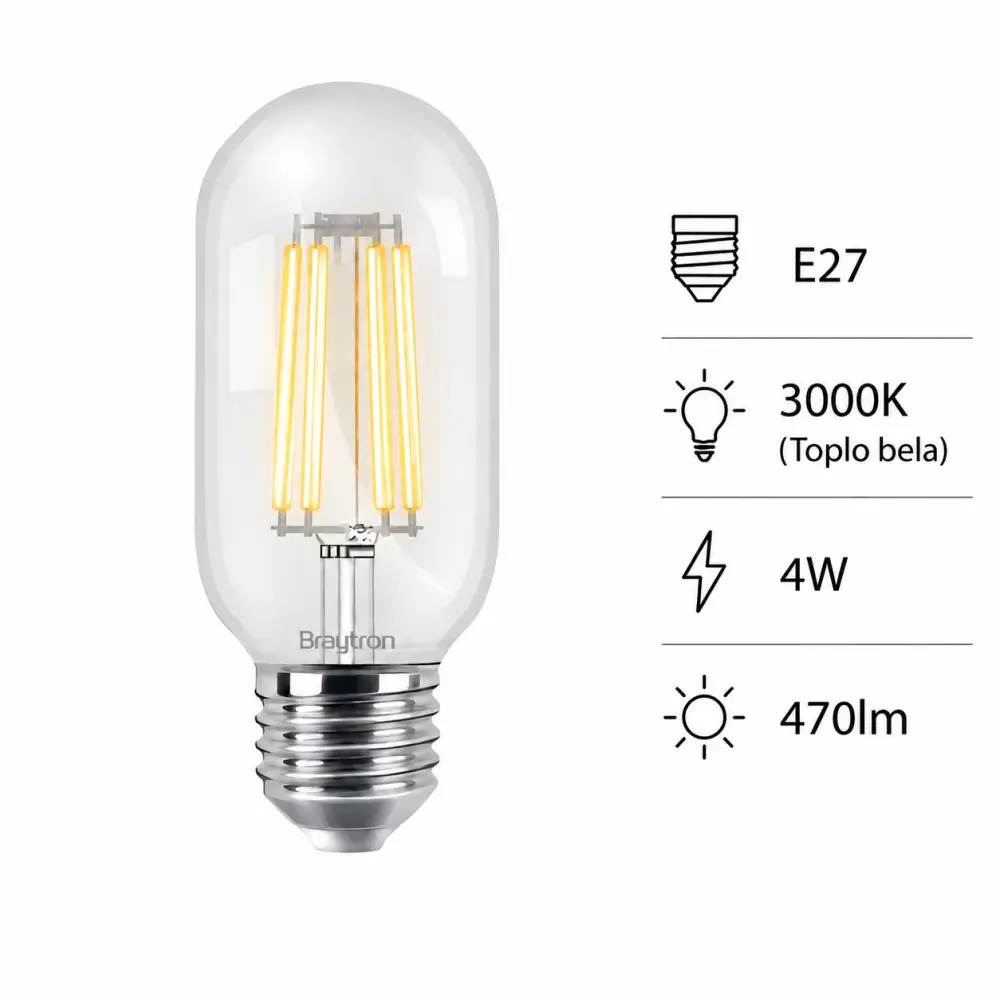 Braytron BA39-00420 | Filament sijalica | E27 | 4W | 3000K - Slika 4