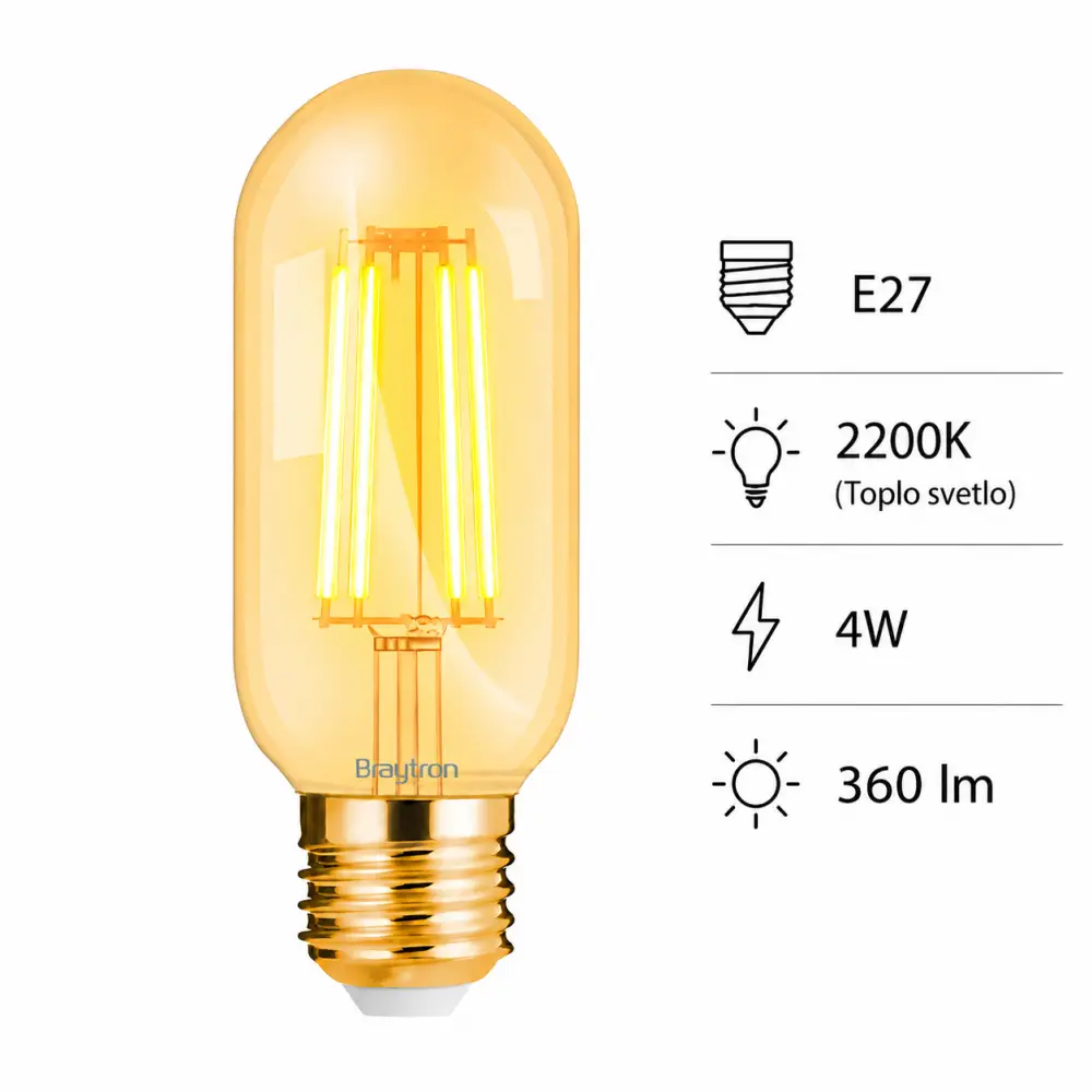 Braytron BB39-00420 | Filament sijalica | E27 | 4W | 2200K - Slika 4
