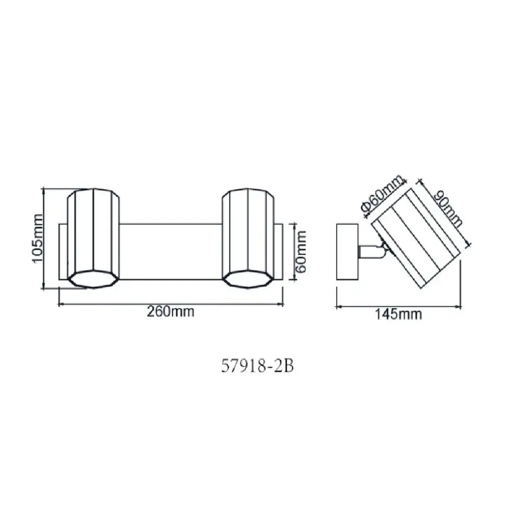 Globo James 57918-2B | Spot lampa | crna | 2xGU10 - Slika 5