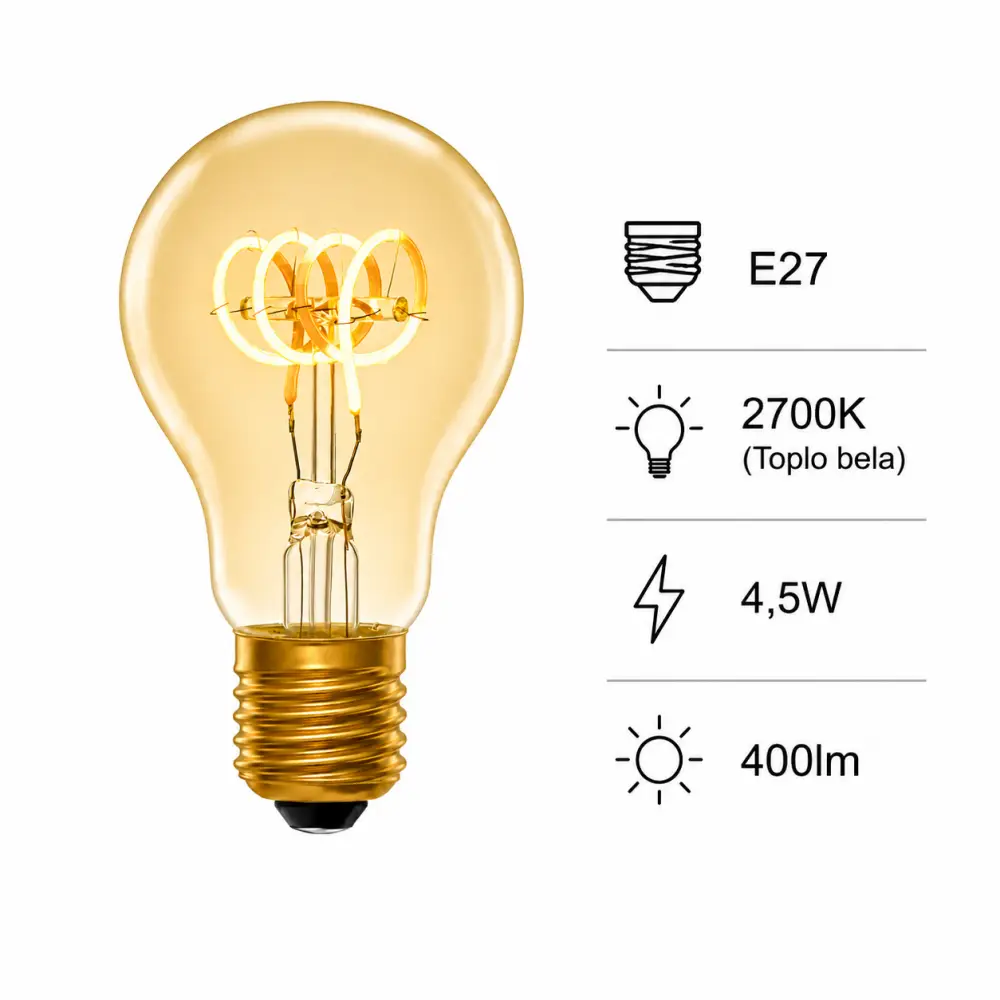Avide ABLSFG27EW | Filament sijalica | E27 | 4,5W | 2700K - Slika 5