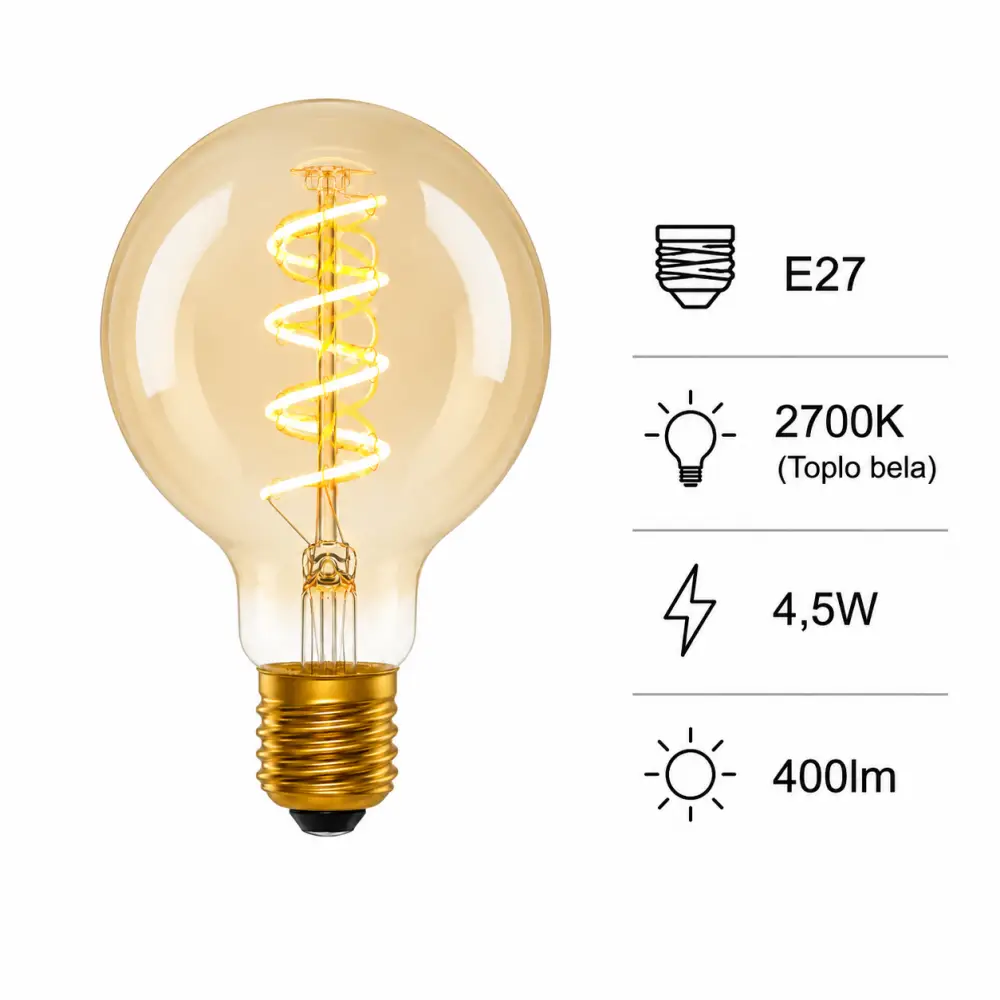 Avide ABLSFG80EW | Filament sijalica | E27 | 4,5W | 2700K - Slika 5