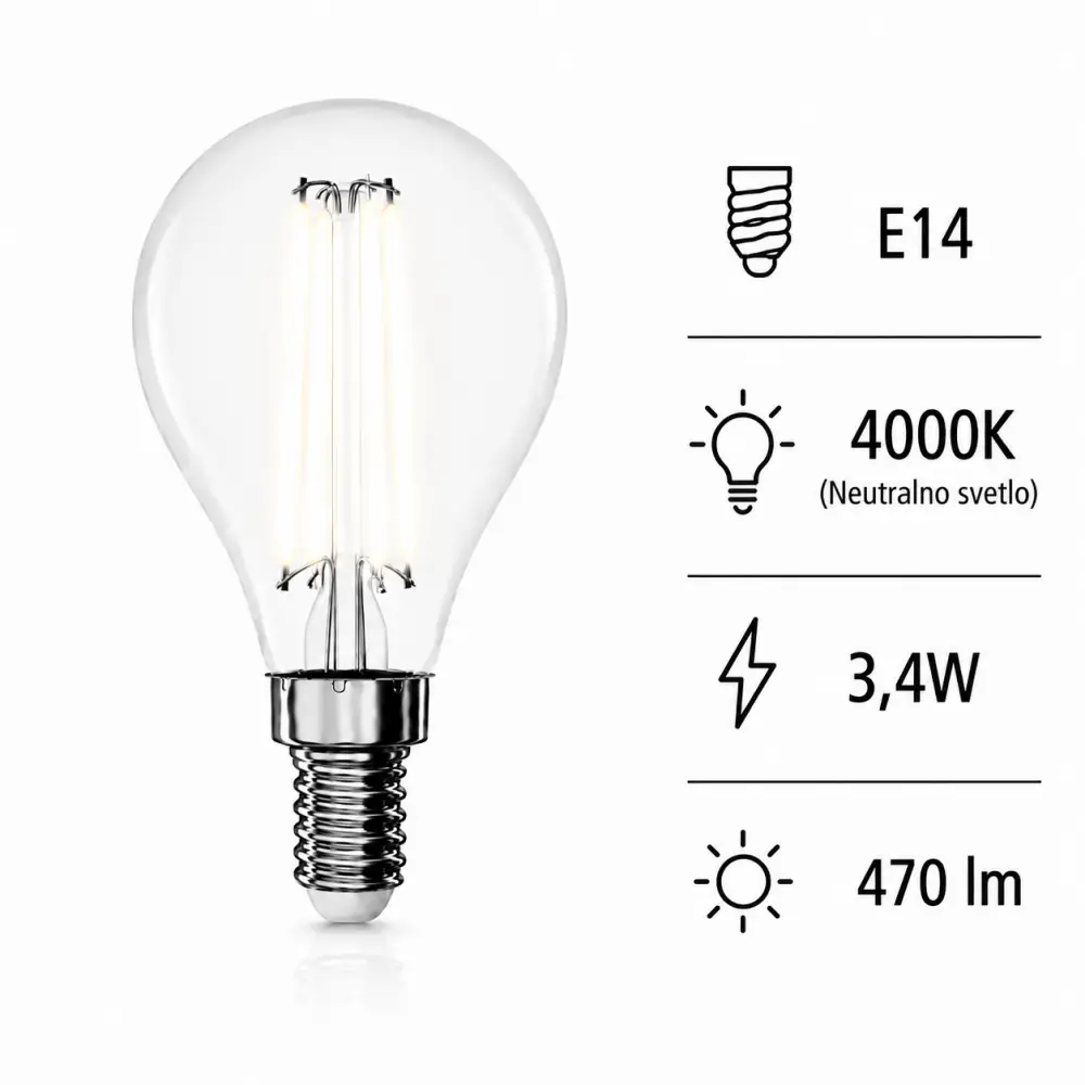 Emos ZF1D23 | Filament sijalica | E14 | 3,4W | 4000K - Slika 5
