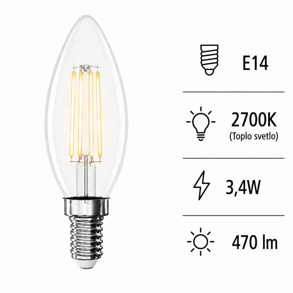 Emos ZF3D22 | Filament sijalica | E14 | 3,4W | 2700K - Slika 5