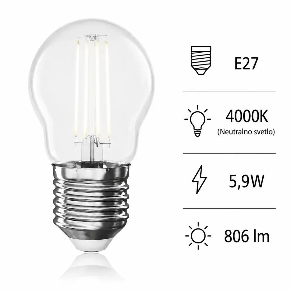 Emos ZF6D43 | Filament sijalica | E27 | 5,9W | 4000K - Slika 5