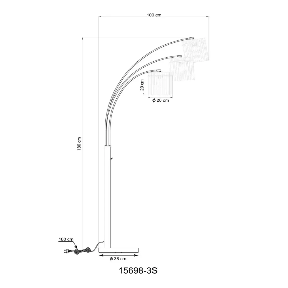 3. podna lampa Globo Gorley 15698-3S crna