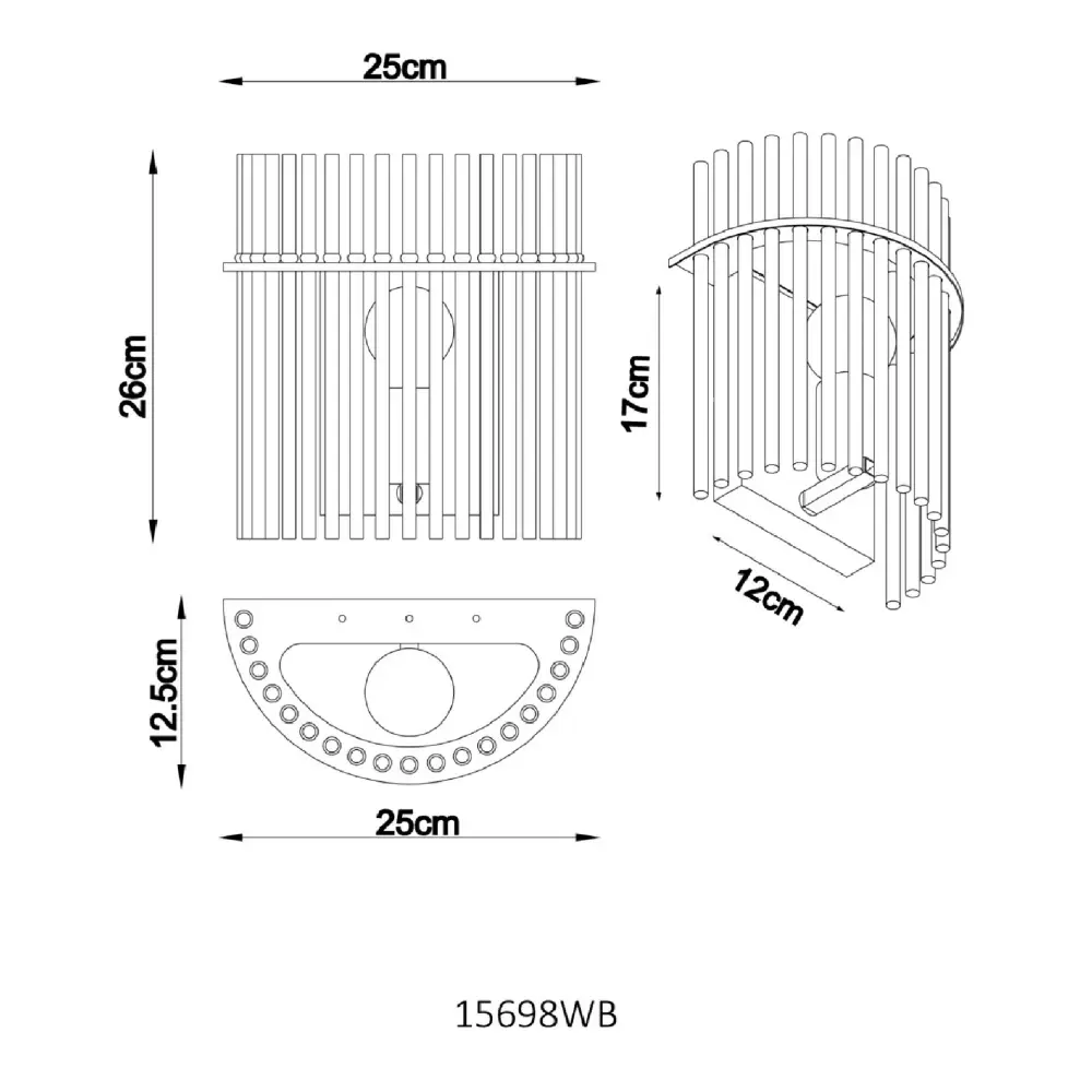 3. zidna lampa Globo Gorley 15698WB siva