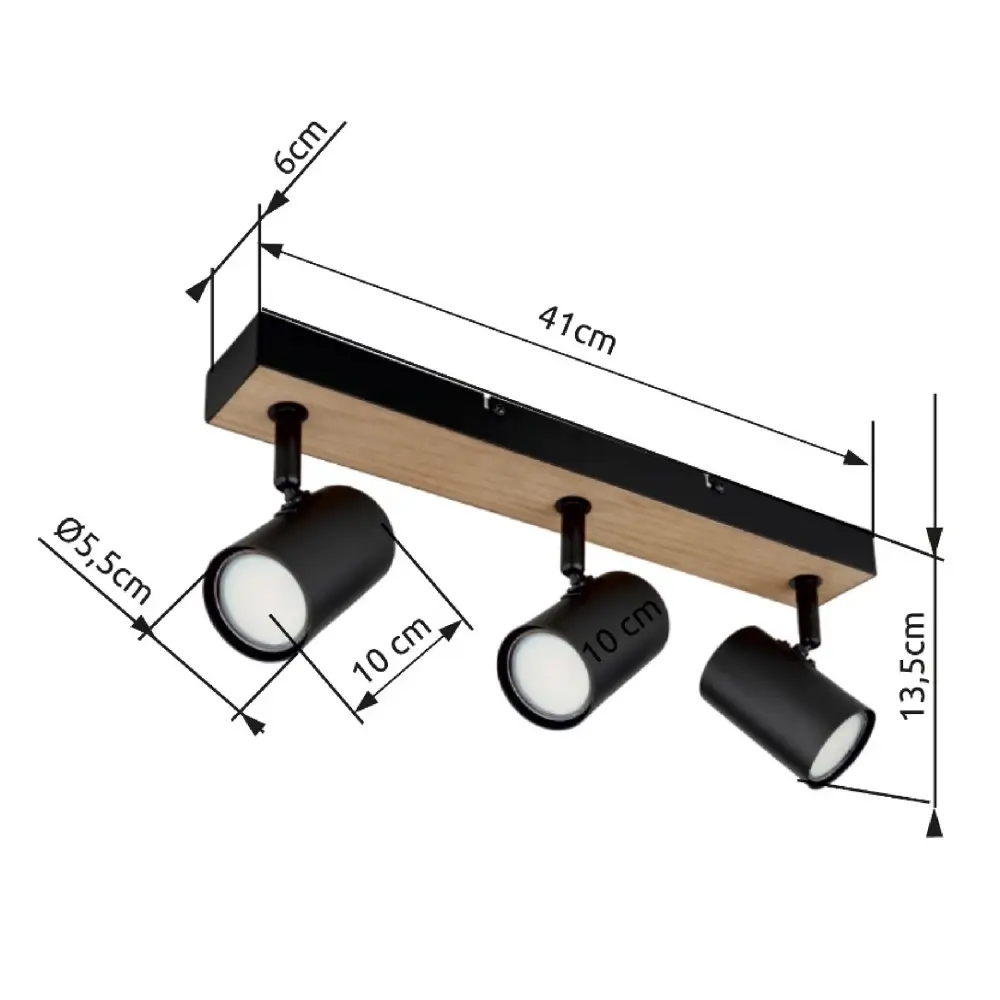 4. spot lampa Globo Robby 57911-3BW crna