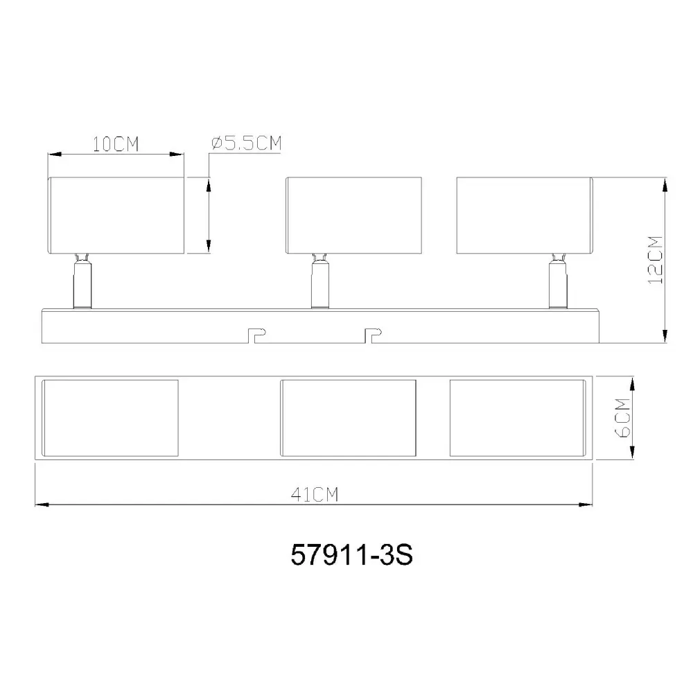 4. spot lampa Globo Robby 57911-3S siva