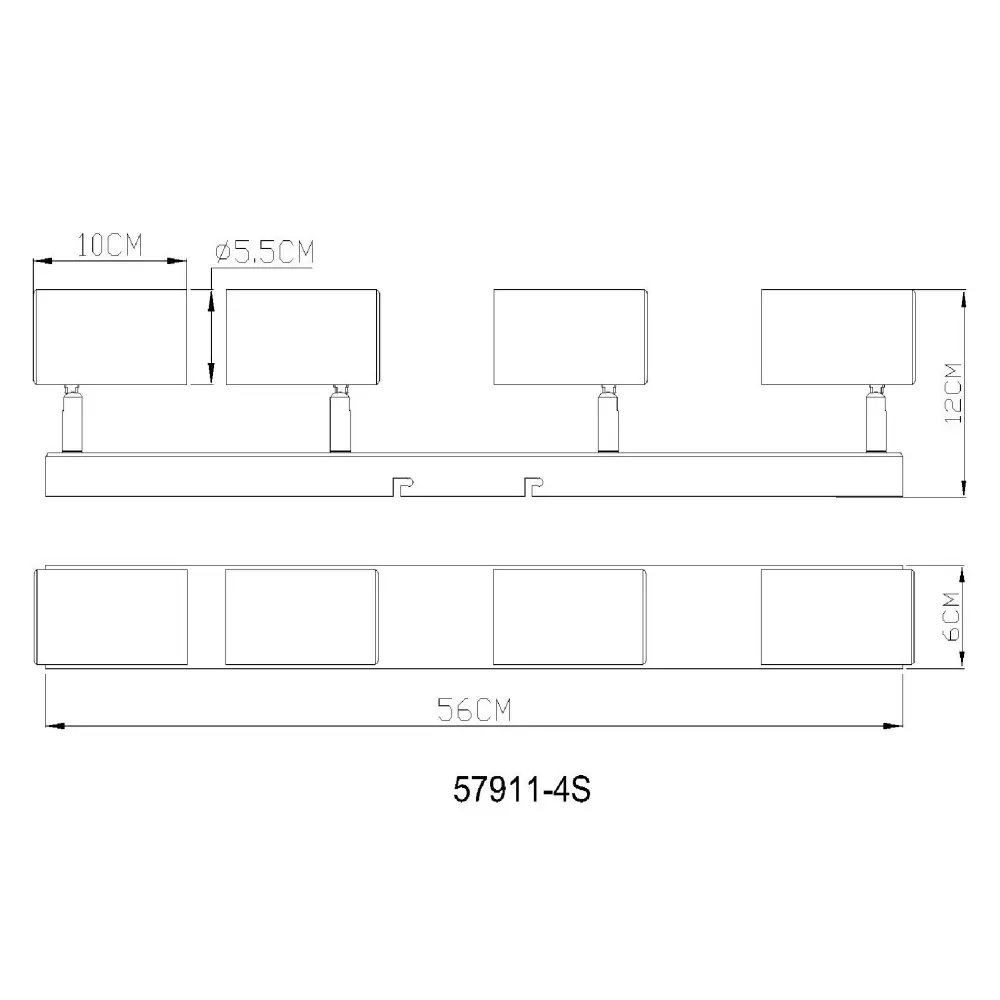 4. spot lampa Globo Robby 57911-4S siva