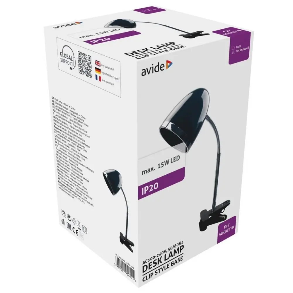 2. stona lampa Avide ABDL-CLIP-B-15W crna