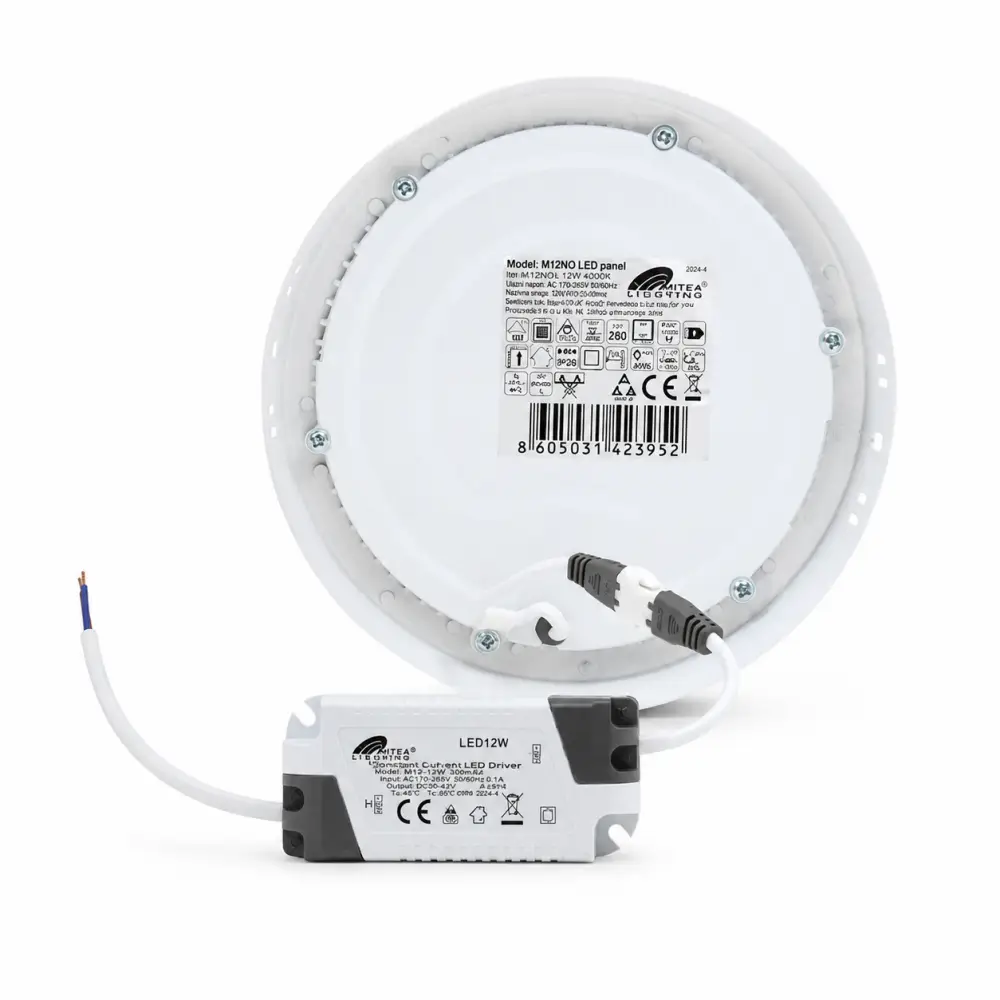 3. Nadgradni LED panel okrugli Mitea M12NO 4000K