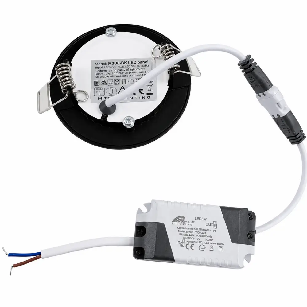 3. Ugradni LED panel okrugli 3W Mitea M3UK-BK 6500K
