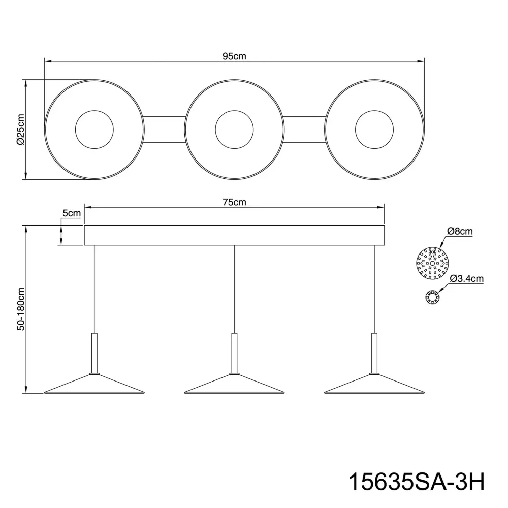 4. visilica Globo Lampone 15635SA-3H siva