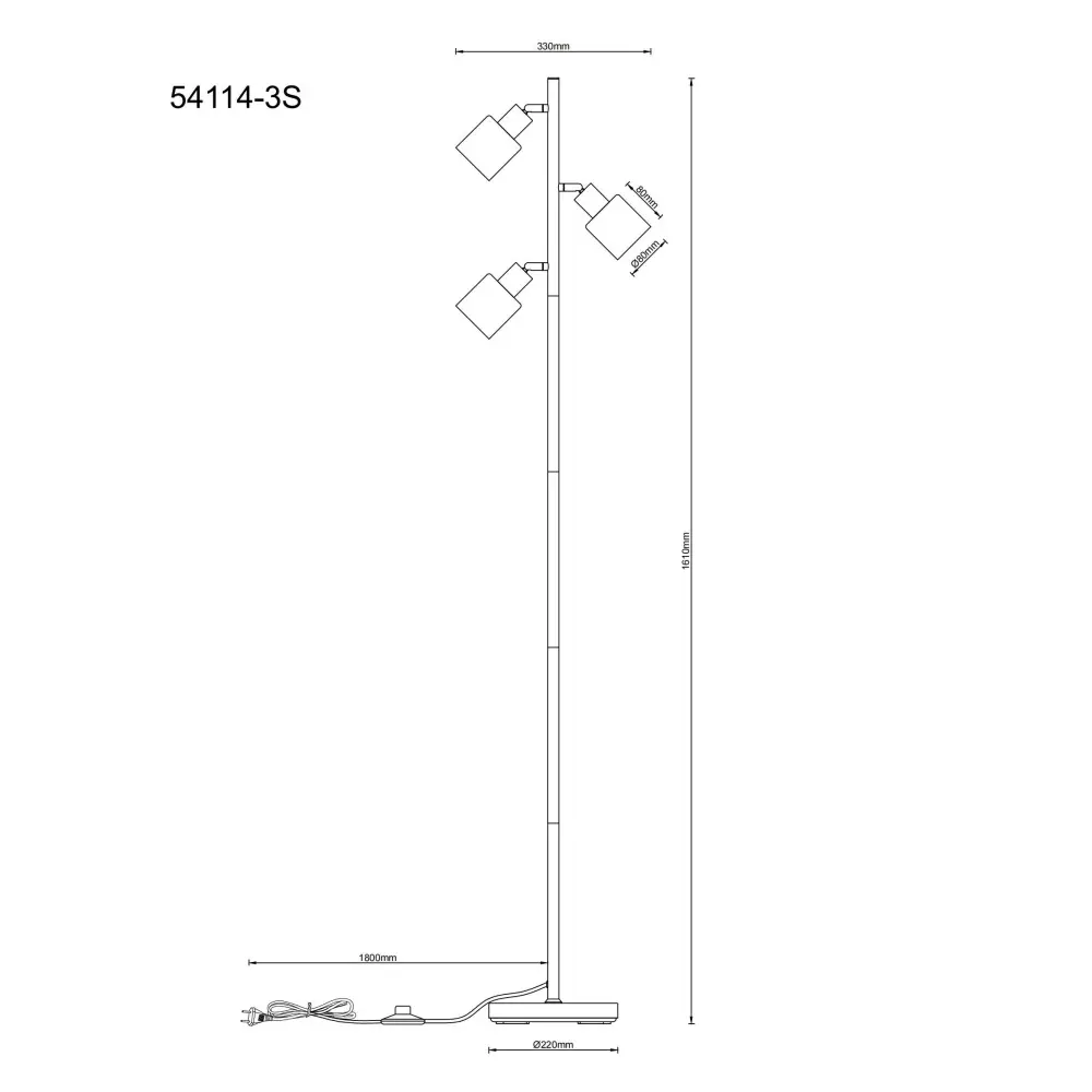 4. podna lampa Globo Trent 54114-3S siva