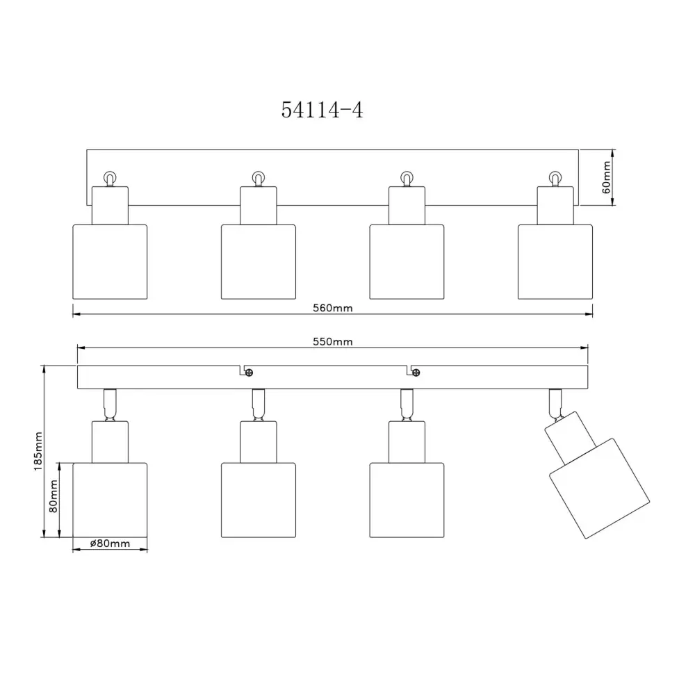 4. spot lampa Globo Trent 54114-4 siva
