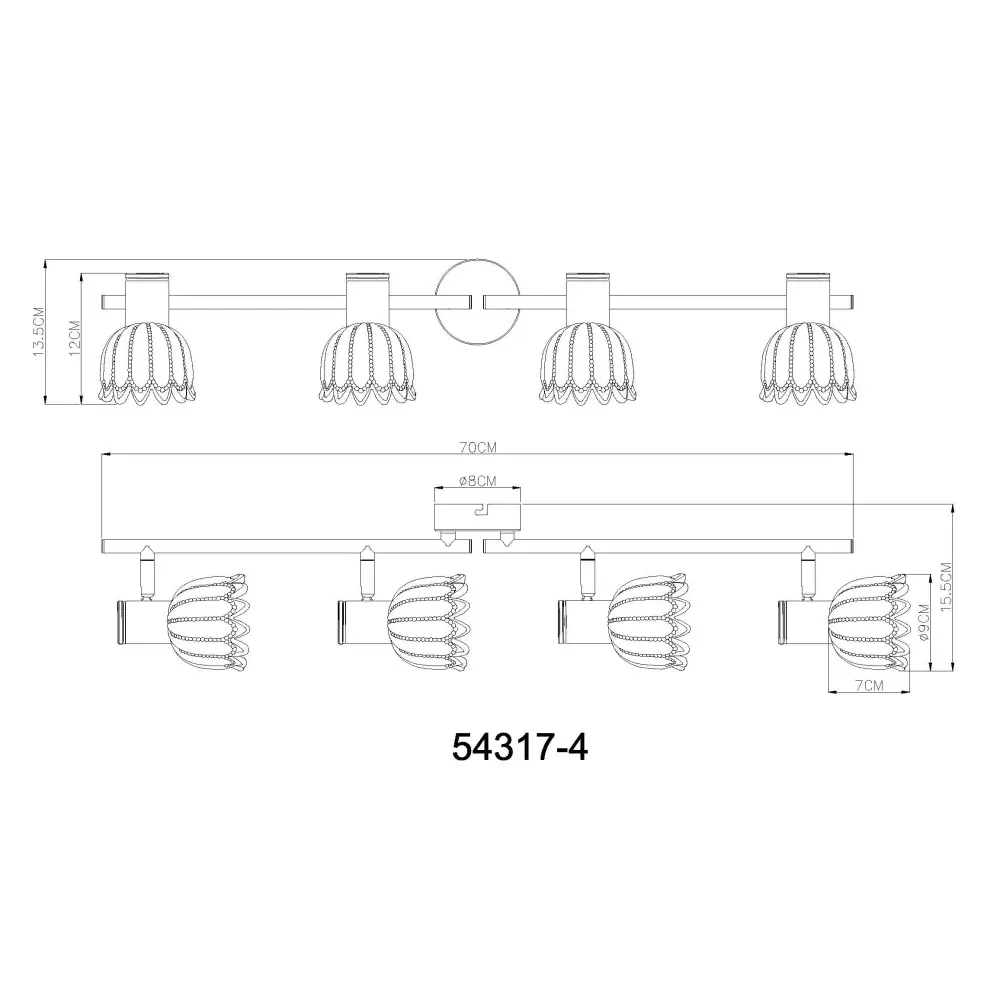 4. spot lampa Globo Planta 54317-4 siva