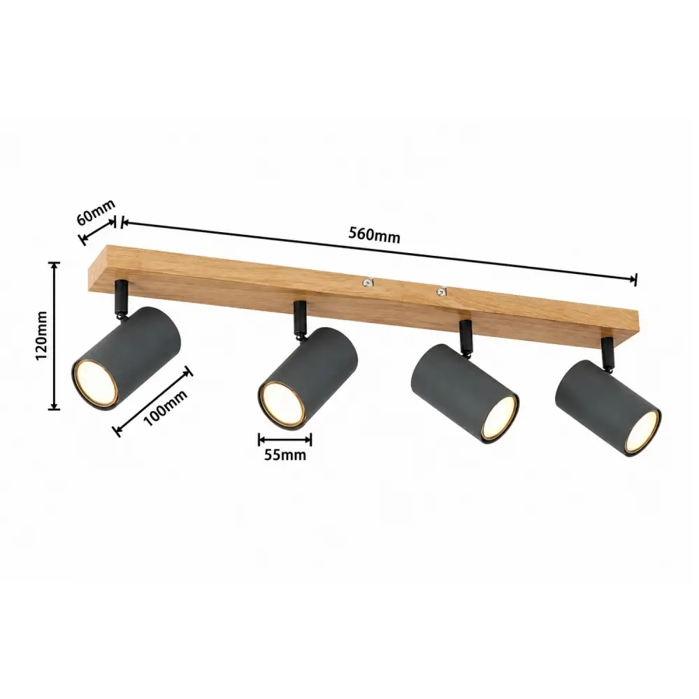 4. spot lampa Globo Robby 57911-4G grafit