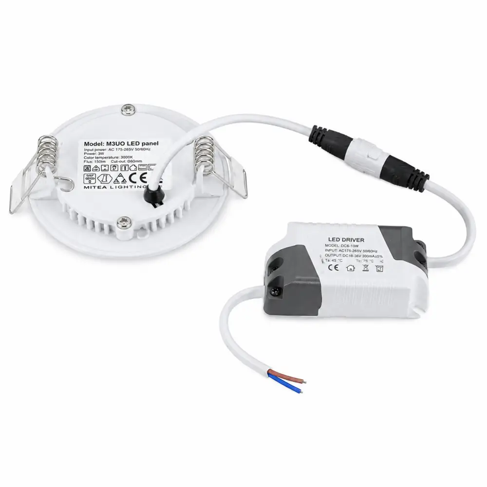 4. Ugradni LED panel okrugli 3W Mitea M3UO 6500K