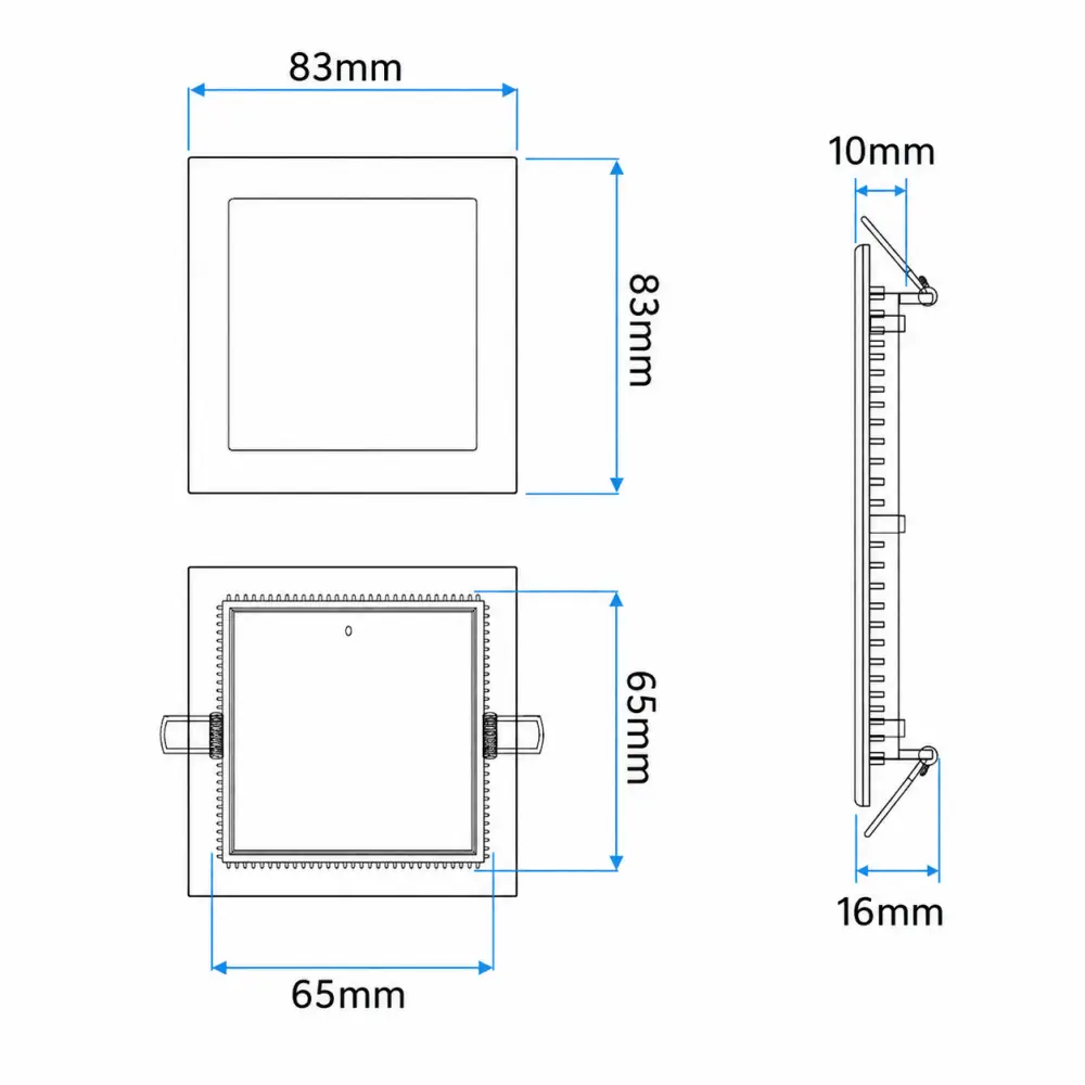 5. Ugradni LED panel kvadratni 3W Mitea M3UK 4000K