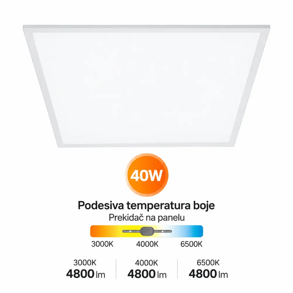5. Ugradni LED panel kvadratni 40W Braytron BP27-26680 CCT