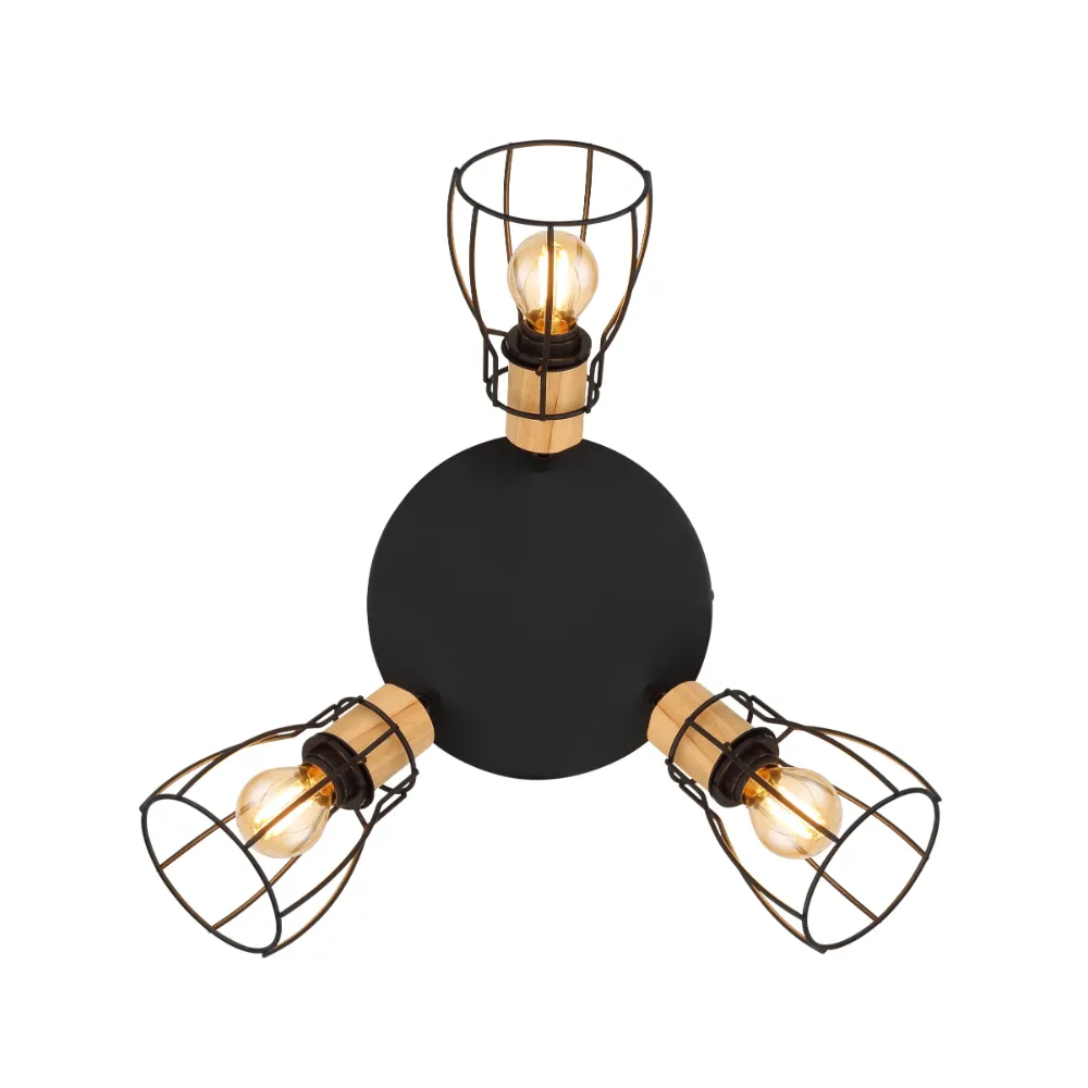 3. spot lampa Globo Mina 15326S-3 crna drvo